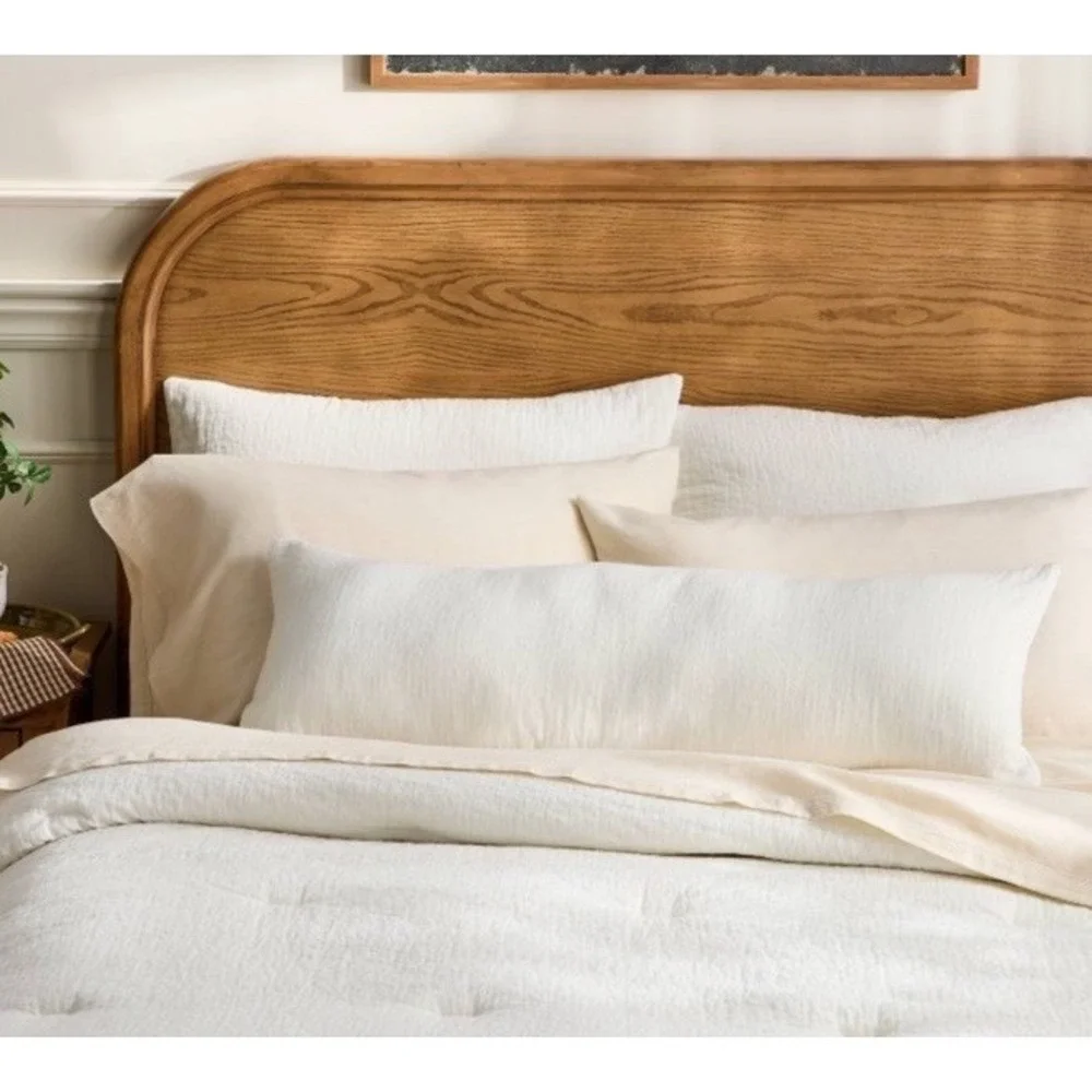 Gauze Stitch Pin Dot Lumbar Pillow Sour Cream - Hearth & Hand